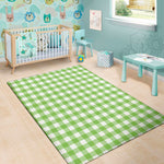 Pear Green And White Gingham Print Area Rug