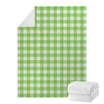 Pear Green And White Gingham Print Blanket