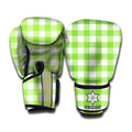 Pear Green And White Gingham Print Boxing Gloves