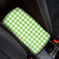 Pear Green And White Gingham Print Car Center Console Cover