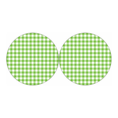 Pear Green And White Gingham Print Car Coasters