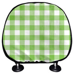 Pear Green And White Gingham Print Car Headrest Covers