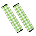 Pear Green And White Gingham Print Car Seat Belt Covers