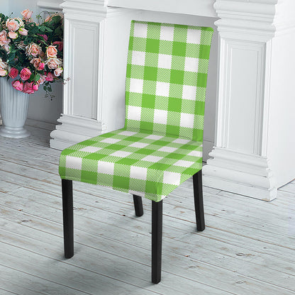 Pear Green And White Gingham Print Dining Chair Slipcover