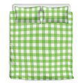 Pear Green And White Gingham Print Duvet Cover Bedding Set