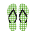 Pear Green And White Gingham Print Flip Flops