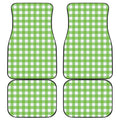 Pear Green And White Gingham Print Front and Back Car Floor Mats