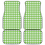 Pear Green And White Gingham Print Front and Back Car Floor Mats