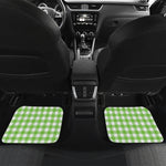 Pear Green And White Gingham Print Front and Back Car Floor Mats