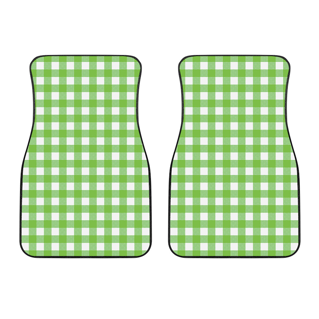 Pear Green And White Gingham Print Front Car Floor Mats