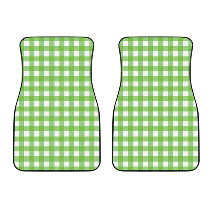 Pear Green And White Gingham Print Front Car Floor Mats