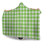 Pear Green And White Gingham Print Hooded Blanket