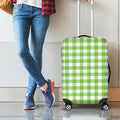 Pear Green And White Gingham Print Luggage Cover