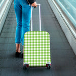 Pear Green And White Gingham Print Luggage Cover