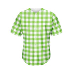 Pear Green And White Gingham Print Men's Baseball Jersey