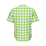Pear Green And White Gingham Print Men's Baseball Jersey