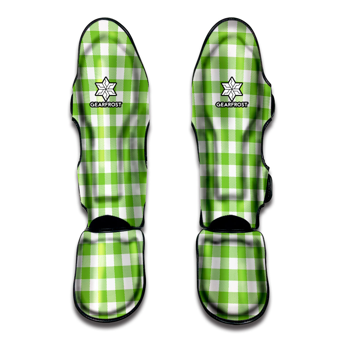 Pear Green And White Gingham Print Muay Thai Shin Guard