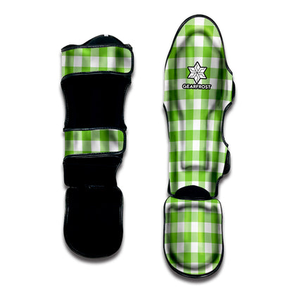 Pear Green And White Gingham Print Muay Thai Shin Guard