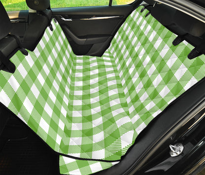 Pear Green And White Gingham Print Pet Car Back Seat Cover