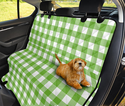 Pear Green And White Gingham Print Pet Car Back Seat Cover
