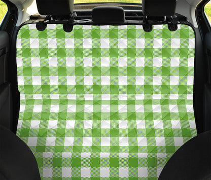 Pear Green And White Gingham Print Pet Car Back Seat Cover
