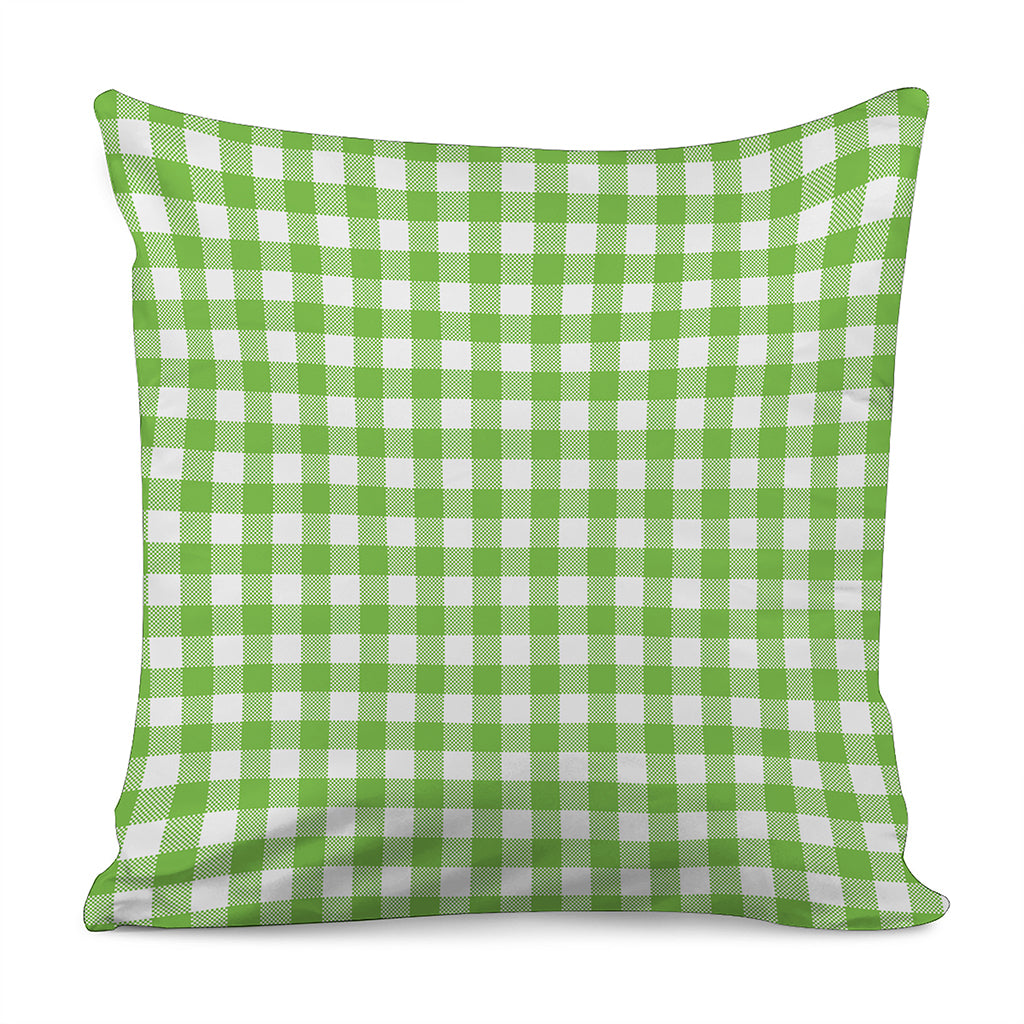 Pear Green And White Gingham Print Pillow Cover