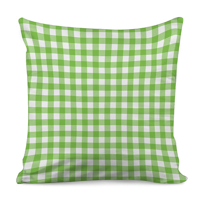 Pear Green And White Gingham Print Pillow Cover