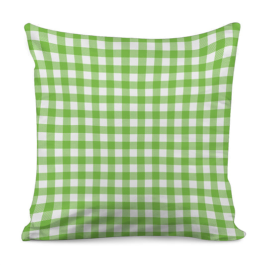 Pear Green And White Gingham Print Pillow Cover