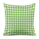 Pear Green And White Gingham Print Pillow Cover