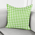 Pear Green And White Gingham Print Pillow Cover