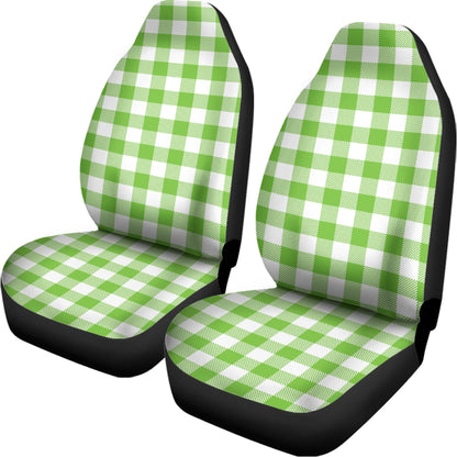 Pear Green And White Gingham Print Universal Fit Car Seat Covers