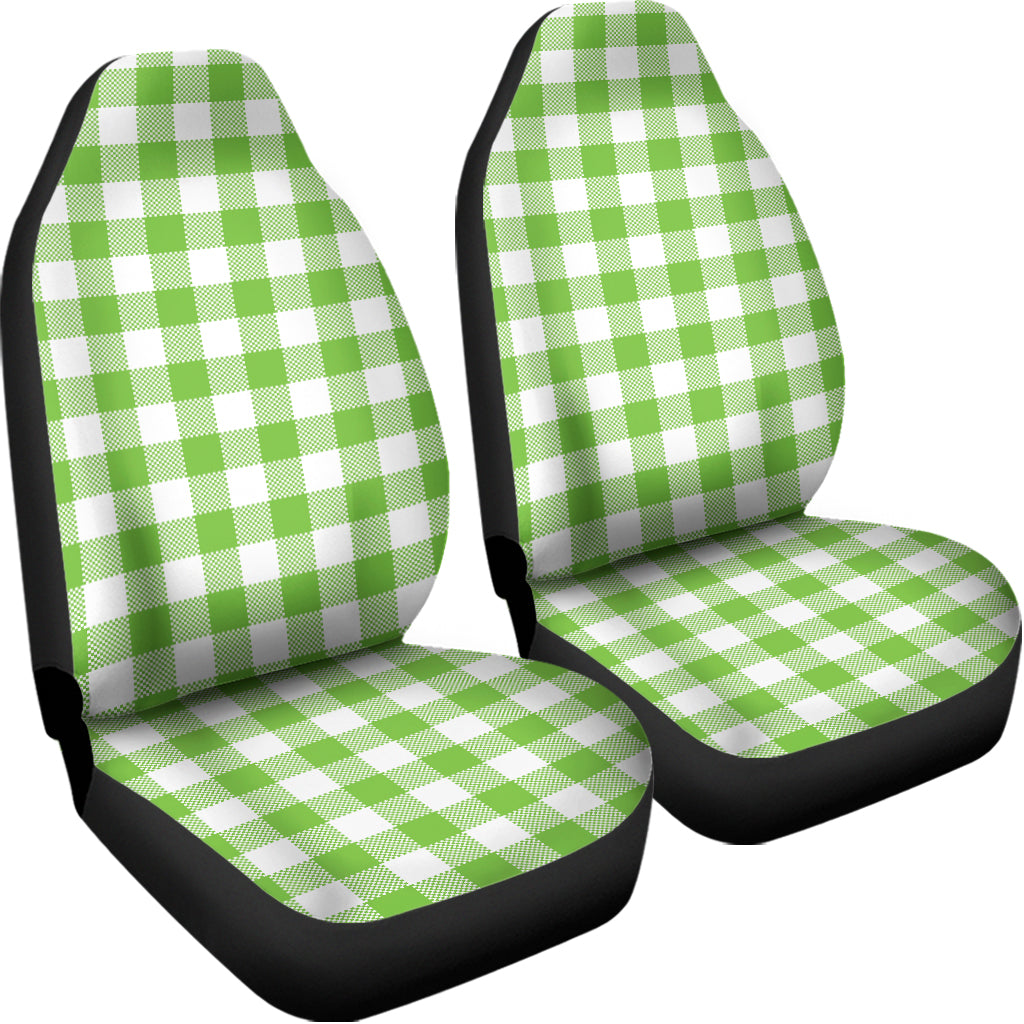 Pear Green And White Gingham Print Universal Fit Car Seat Covers