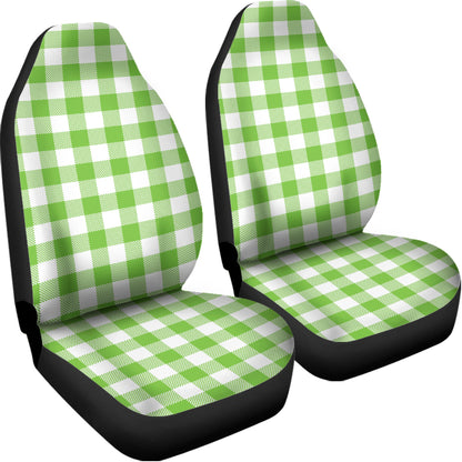 Pear Green And White Gingham Print Universal Fit Car Seat Covers