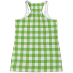 Pear Green And White Gingham Print Women's Racerback Tank Top