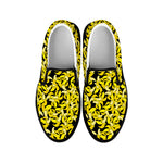 Peeled Banana Pattern Print Black Slip On Shoes