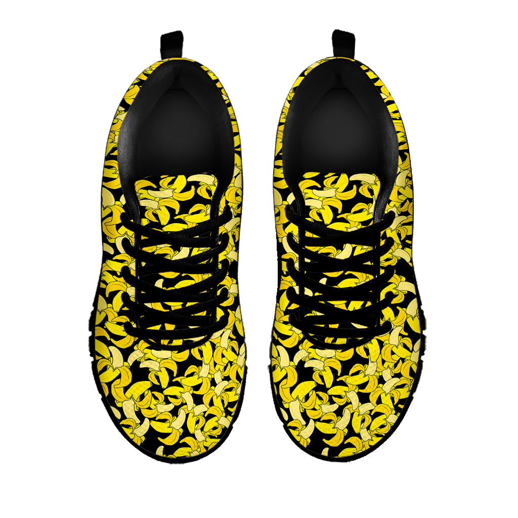 Peeled Banana Pattern Print Black Sneakers