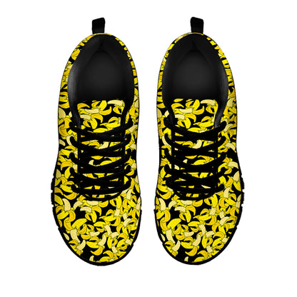 Peeled Banana Pattern Print Black Sneakers