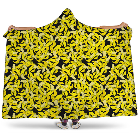 Peeled Banana Pattern Print Hooded Blanket