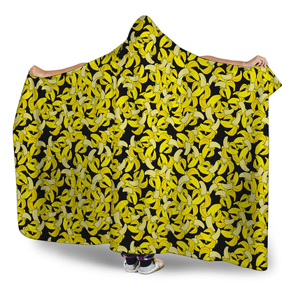 Peeled Banana Pattern Print Hooded Blanket