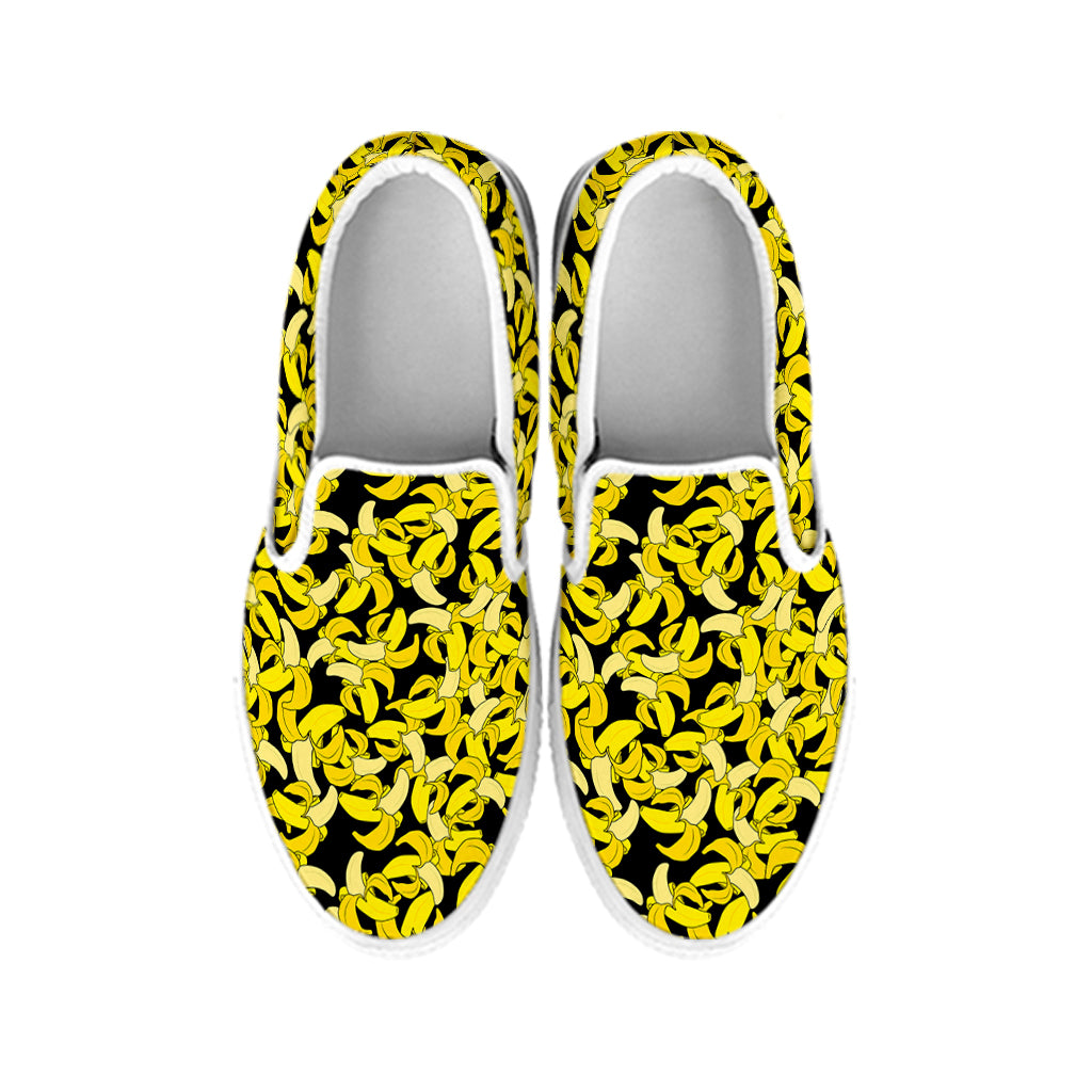 Peeled Banana Pattern Print White Slip On Shoes
