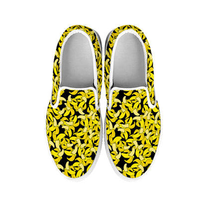 Peeled Banana Pattern Print White Slip On Shoes