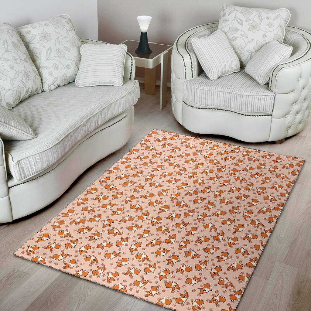 Pembroke Welsh Corgi Pattern Print Area Rug