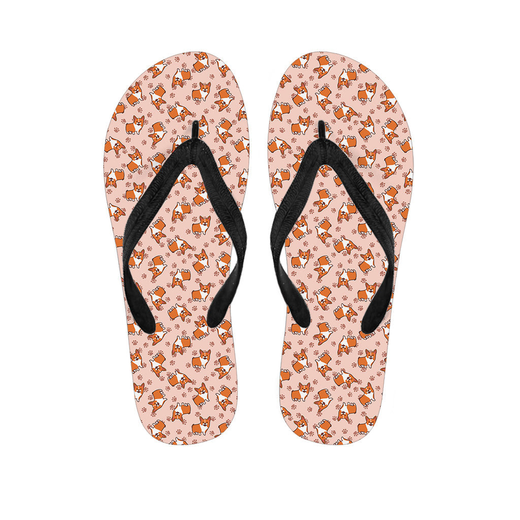 Pembroke Welsh Corgi Pattern Print Flip Flops