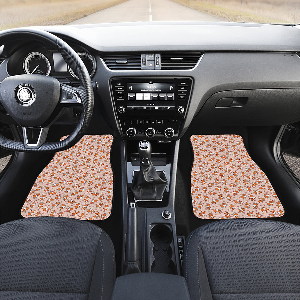 Pembroke Welsh Corgi Pattern Print Front and Back Car Floor Mats
