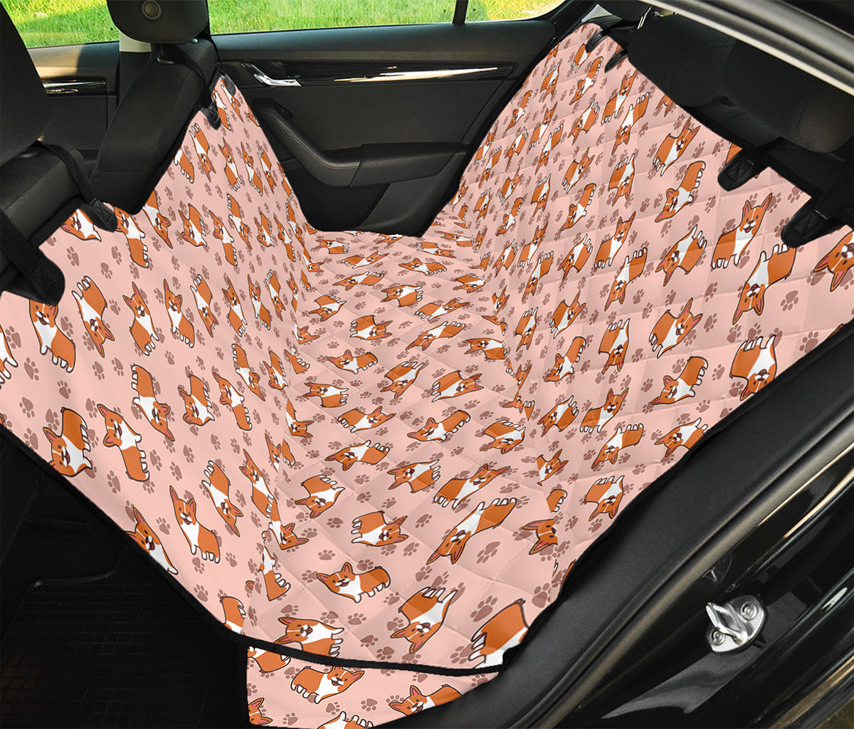 Pembroke Welsh Corgi Pattern Print Pet Car Back Seat Cover