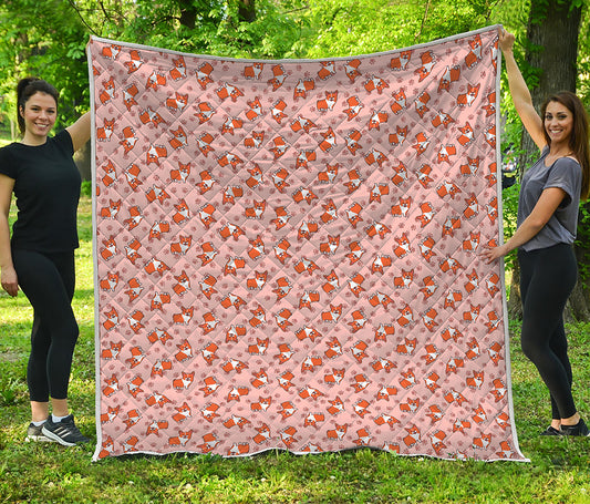 Pembroke Welsh Corgi Pattern Print Quilt