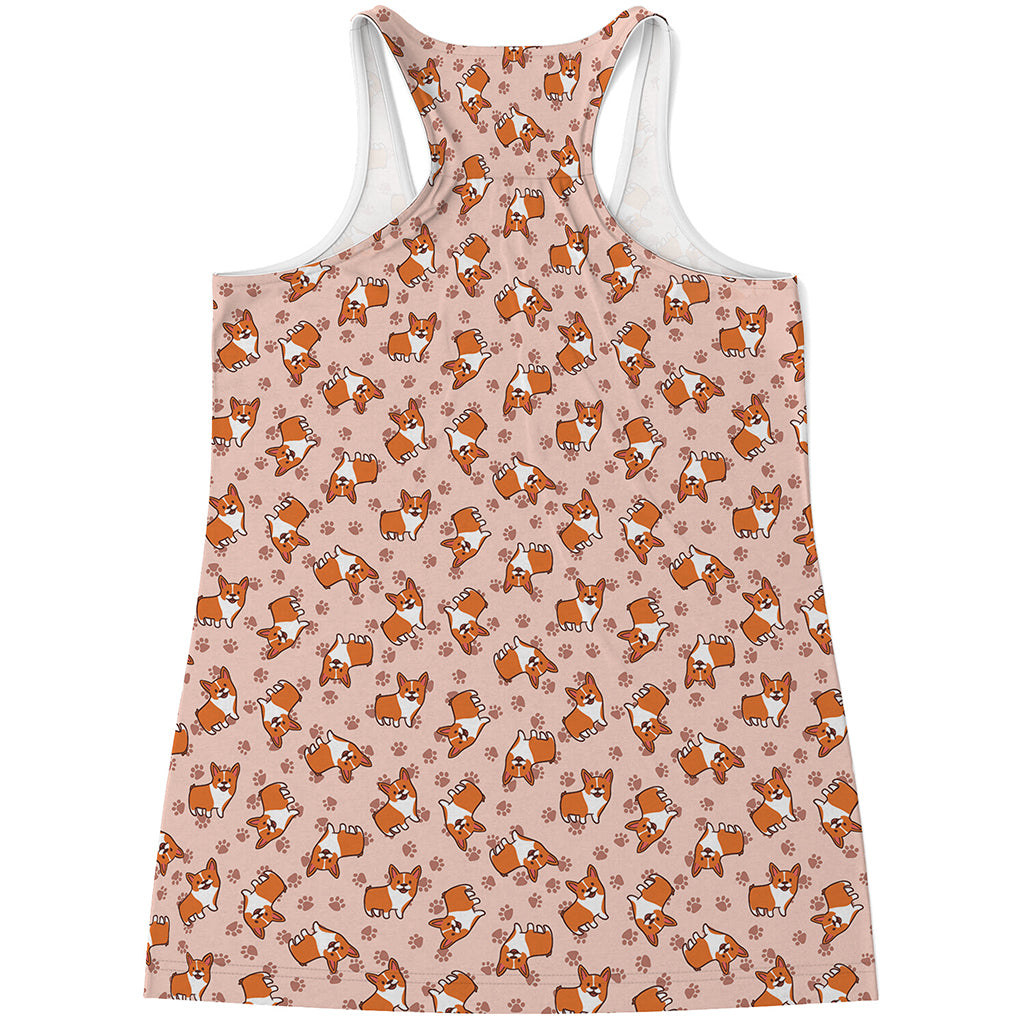 Pembroke Welsh Corgi Pattern Print Women's Racerback Tank Top
