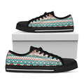 Navajo Geometric Pattern Print Black Low Top Sneakers