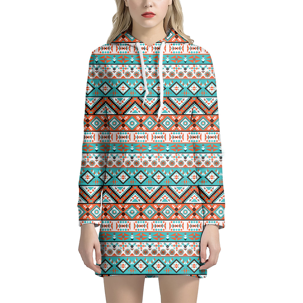 Pendleton Navajo Geometric Pattern Print Hoodie Dress