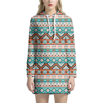 Pendleton Navajo Geometric Pattern Print Hoodie Dress